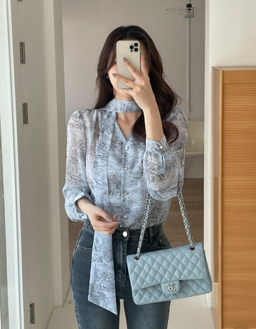 Alena Toile Chiffon Tie Blouse